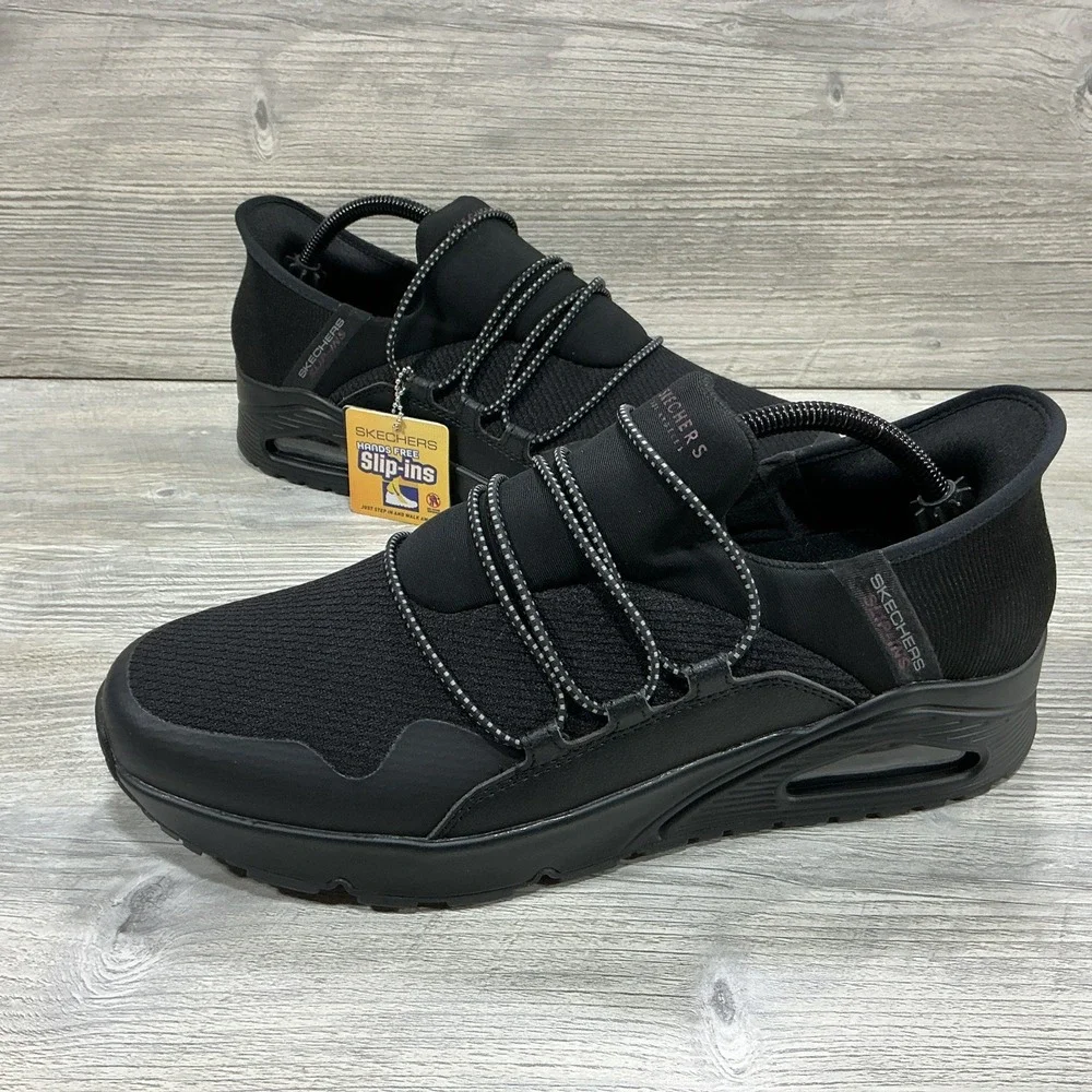 Skechers Hands Free Mens Slip Ins Uno Meridian 183006 Black Sneakers Shoe US 9.5